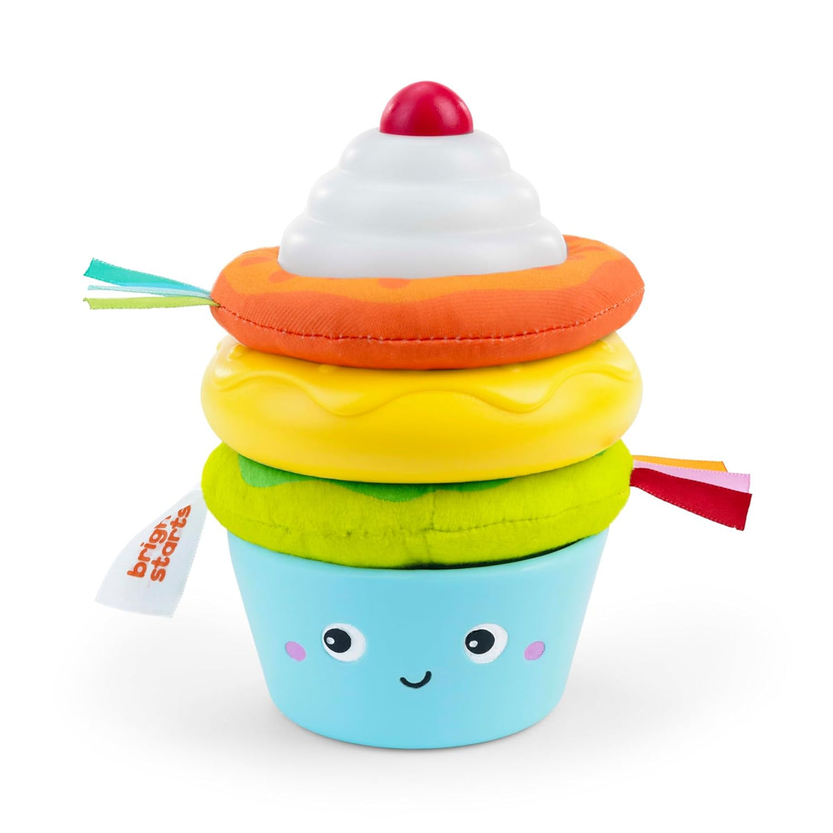 Bright Starts Cupcake Tower Stacking Toy with Teether (13 x 13.5cm), 6+ months