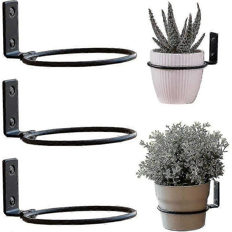 3-Pack Foldable Metal Flower Pot Holders - Wall-Mounted Plant Shelf Rings for Indoor Herb Gardens & Hallway Decor