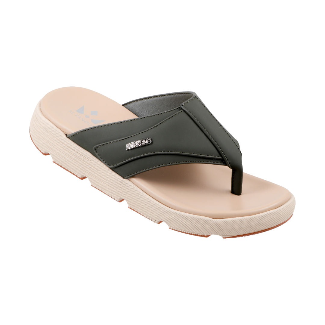 AL FANOOS Men's Medicated Sandals with Microfiber Upper, PU Foam Insole & EVA-TPR Sole, Olive, AFNMN0710108OLV