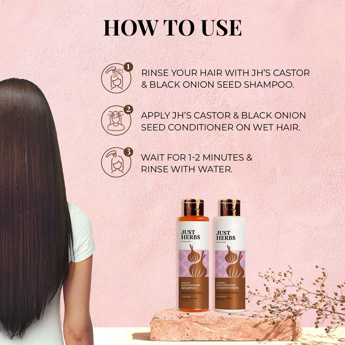 Just Herbs Anti Hairfall Control Kit (Shampoo 100Ml+Conditioner100Ml) All Hair Types