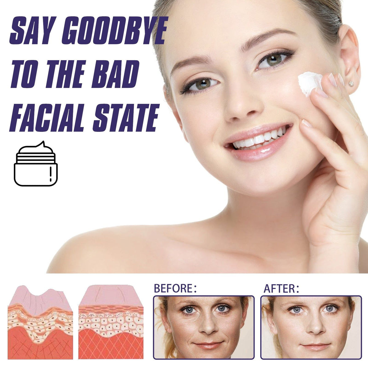 Anti-Wrinkle Firming Collagen Cream, Deep Moisturizer, Smoother Skin, Youthful Glow ,30g