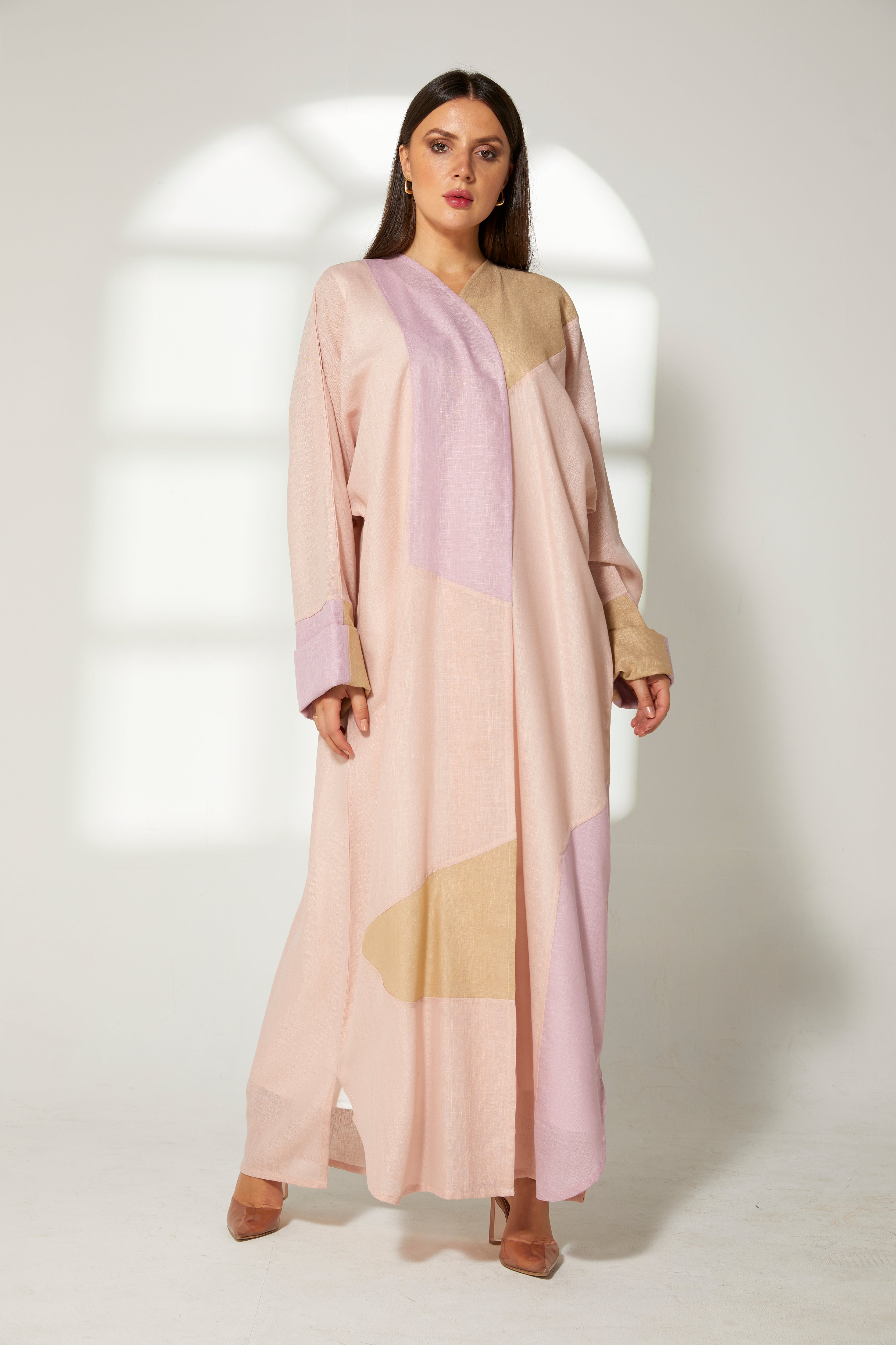 MOiSTREET Multicolor Linen Embroidery Abaya