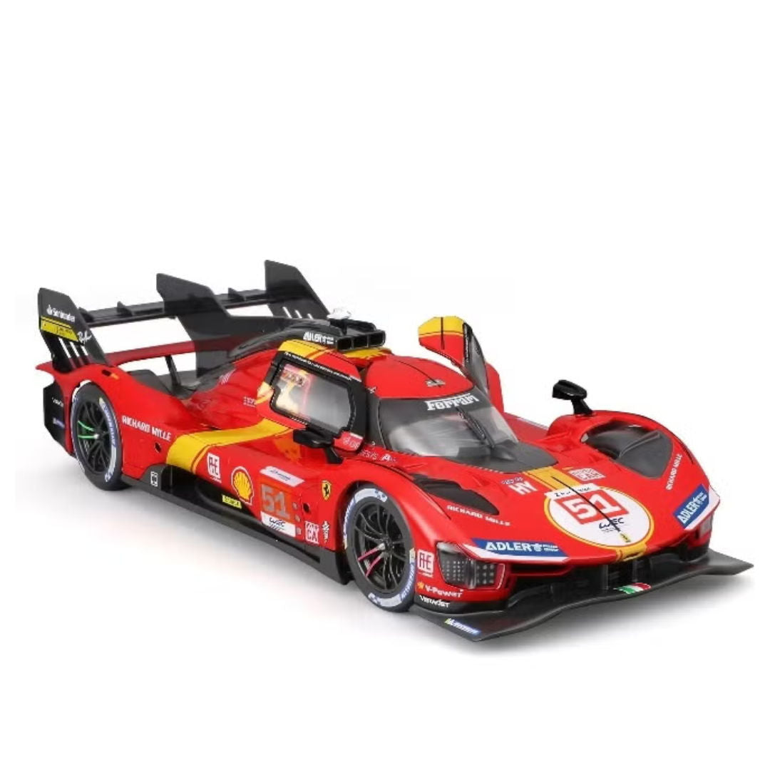Bburago LeMans 24h 2023, Racing Ferrari 499P #51, Die-Cast Car, Red, 1:18