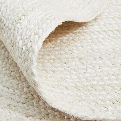 Bohemian Off-White Oval Jute Rug | Natural Braided Fiber Area Rug for Bright Interiors