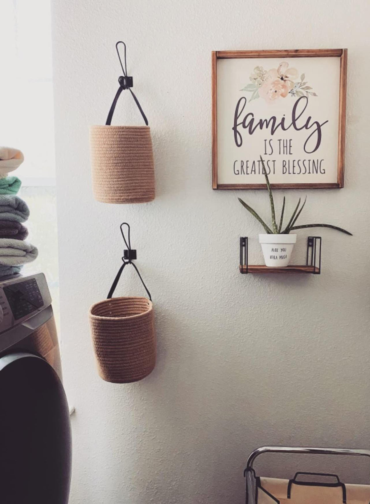 Set of 2 Jute Wall Hanging Storage Small Baskets For Plantation