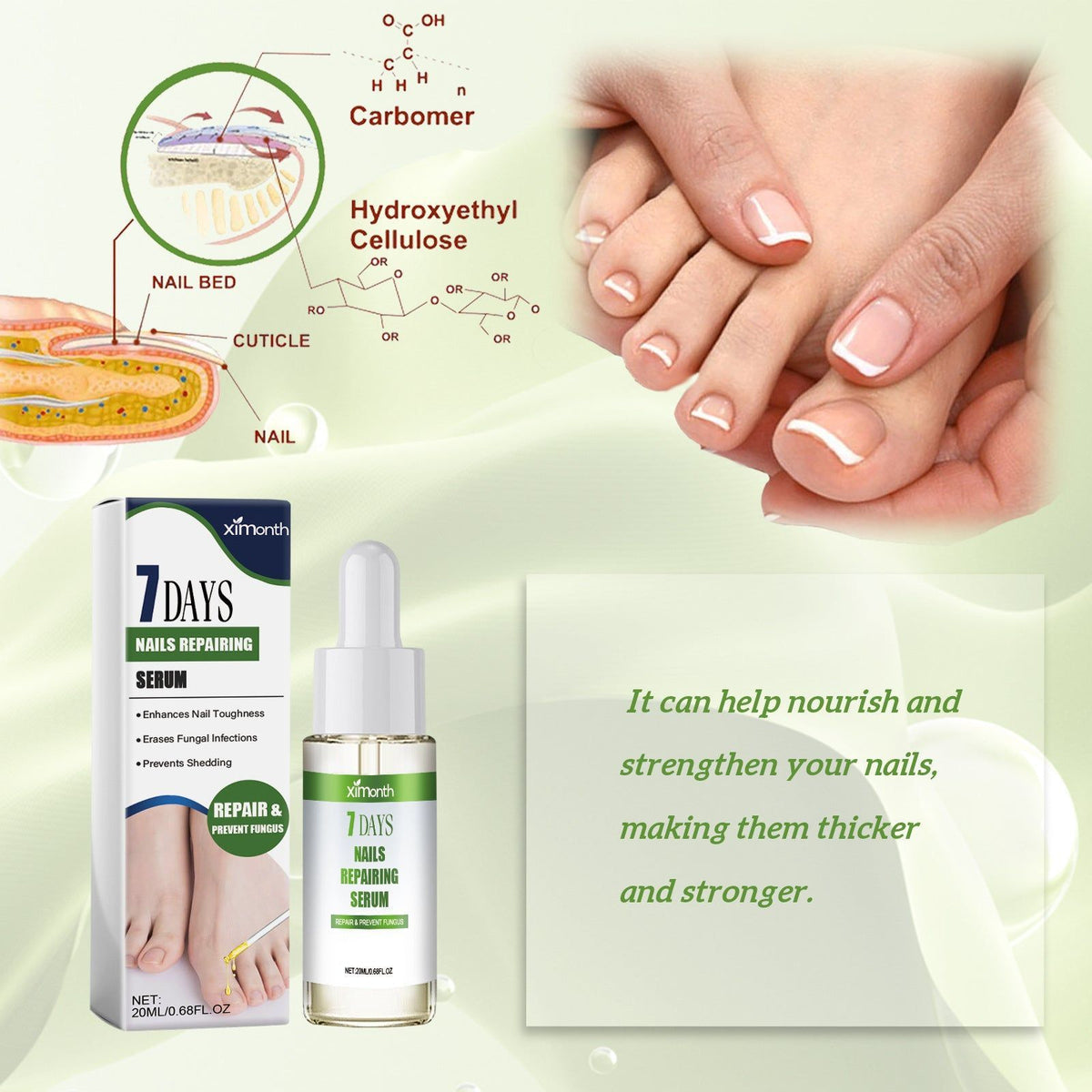 7 Days Nail Repair Serum, Nail Care, Fungal & Strengthening Solution ,20ml