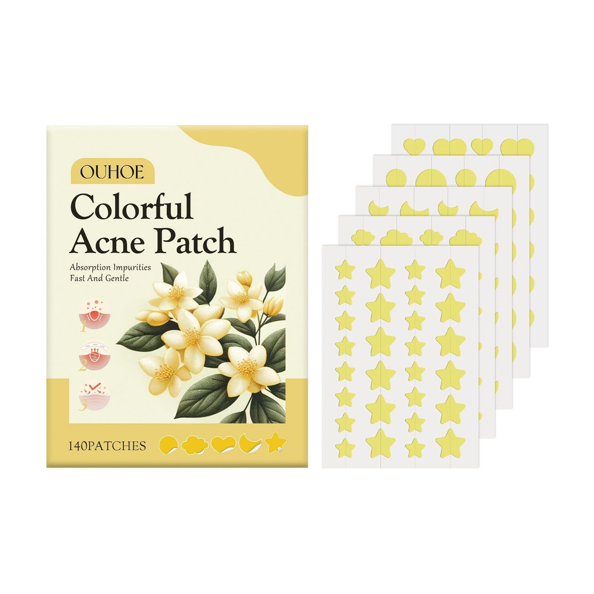 Yellow Acne Patch, Repair Pimples, Clear Skin, Fast Healing, Moisturizing ,140patches