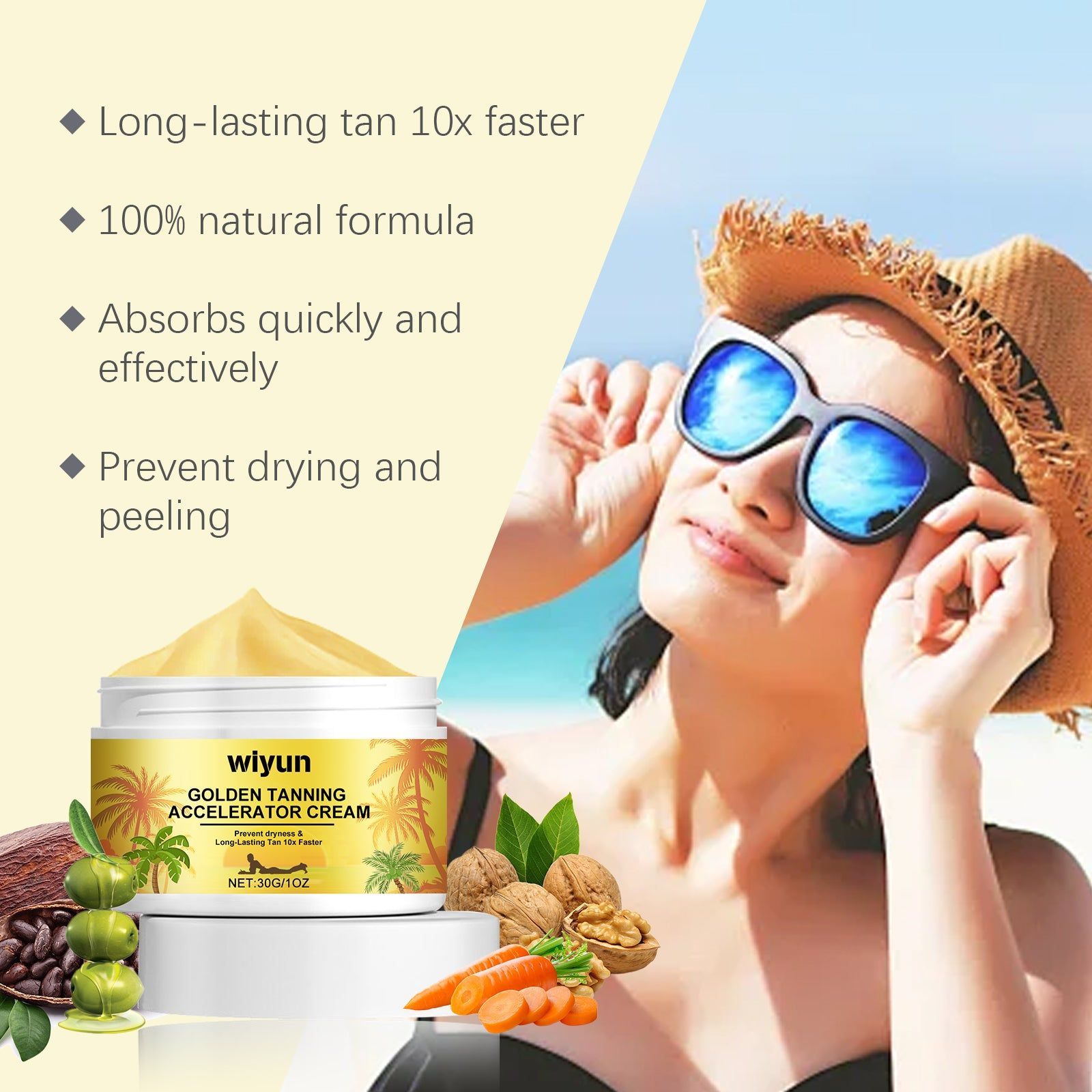 Achieve Natural Sun-Kissed Glow with Black Tanning Cream, Nourishing Skin ,30g