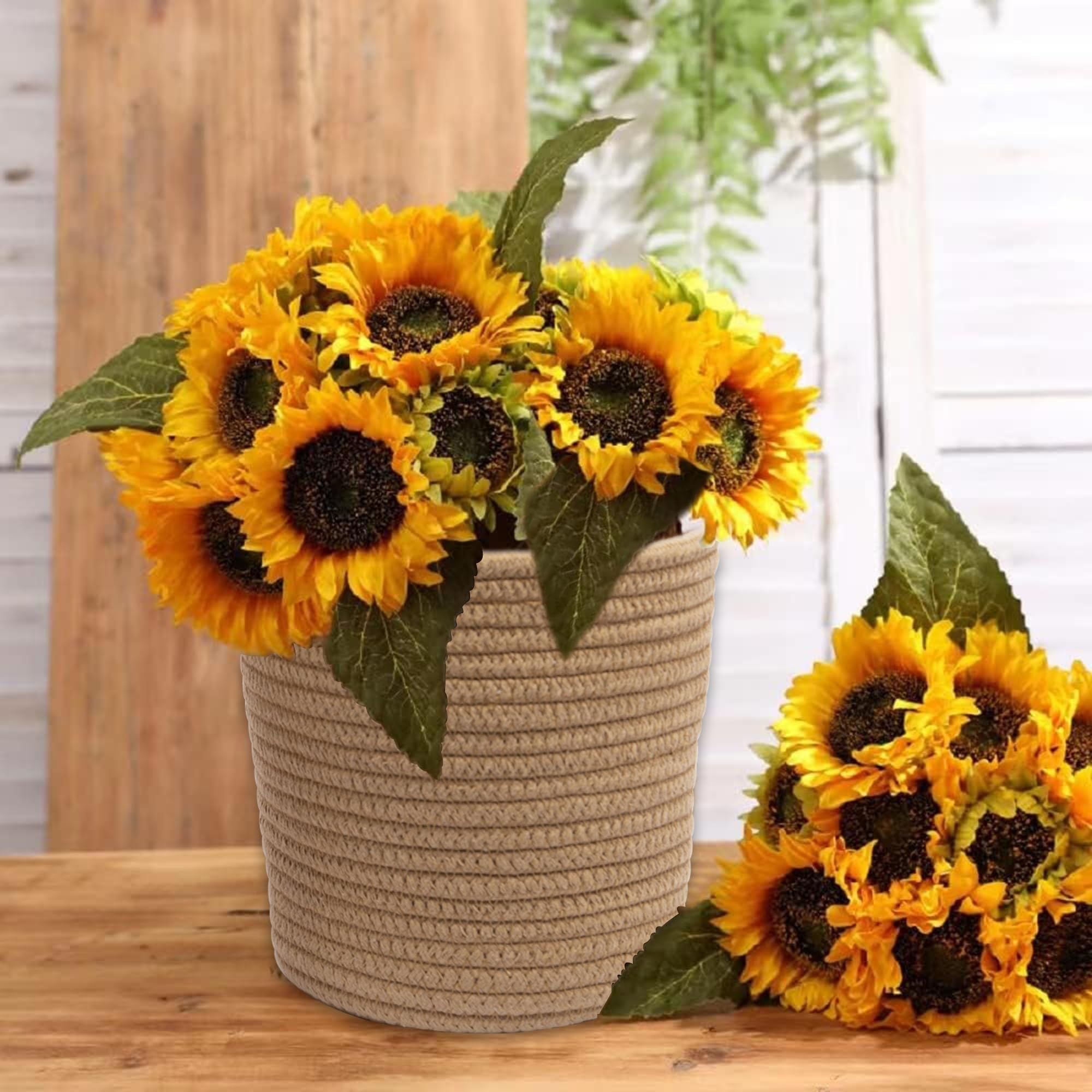 2Pcs 4 hooks Jute Rope Plants Hanging Basket For Deco