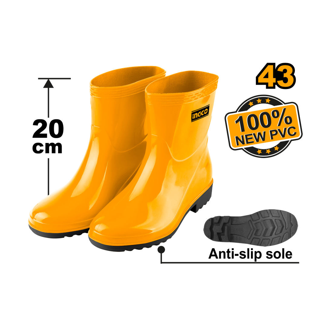 INGCO Rain Boots 100% New Virgin PVC / Nitrile with Anti-Slip Sole