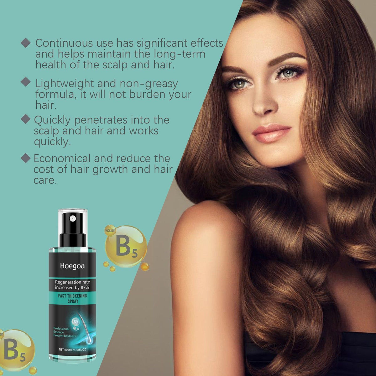 Anti-Hair Loss Spray Boosts Immunity to Baldness, Stimulates Hair Growth, Thickens Hair ,100ml