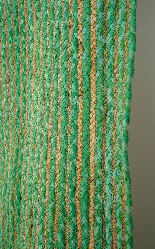 Green Jute Rectangular Rug Geometric Pattern | Handwoven Natural Fiber Area Carpet
