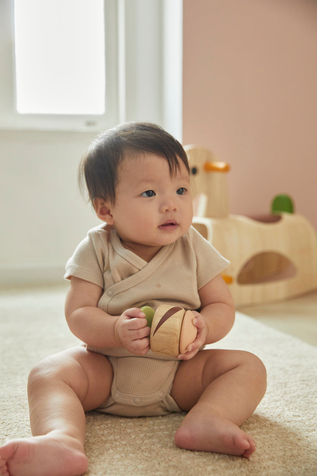 PlanToys Clapping Roller — Modern Rustic | Wooden Baby Toy