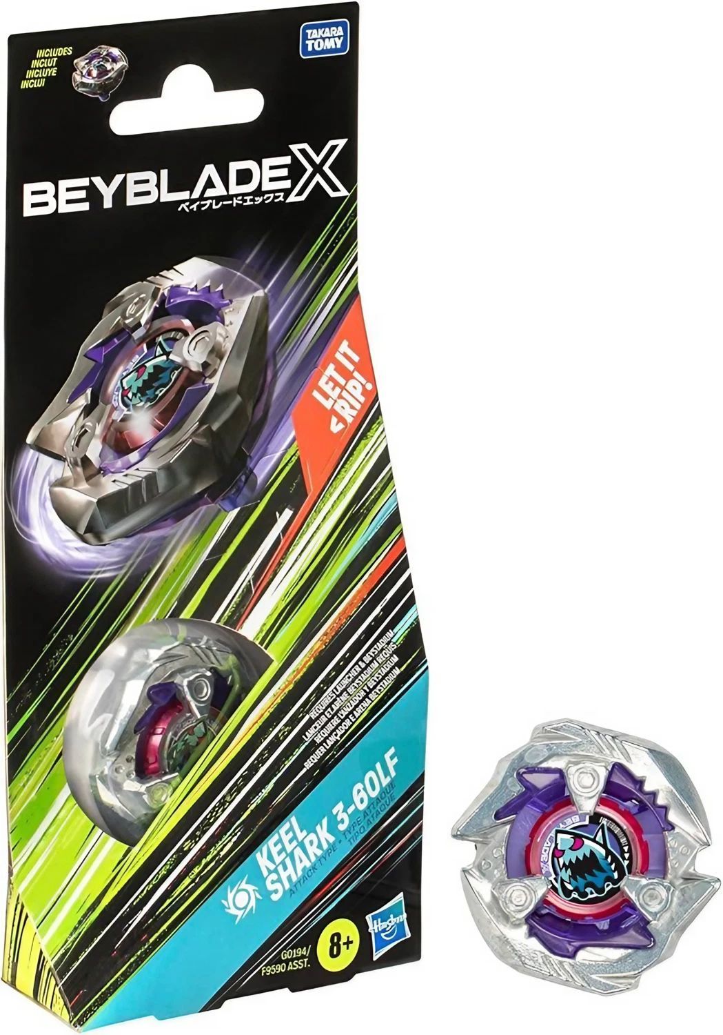 Beyblade X Keel Shark 3-60LF Spinning Top Booster Pack, 8+ years