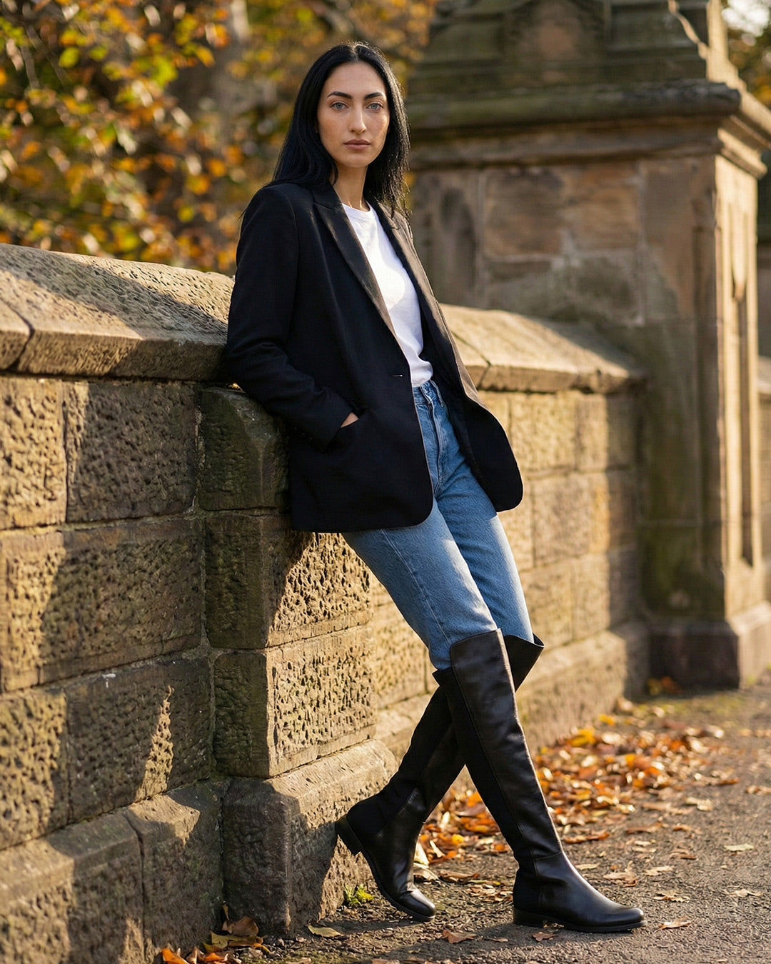 Stuart Weitzman 5050 leather BLK boots
