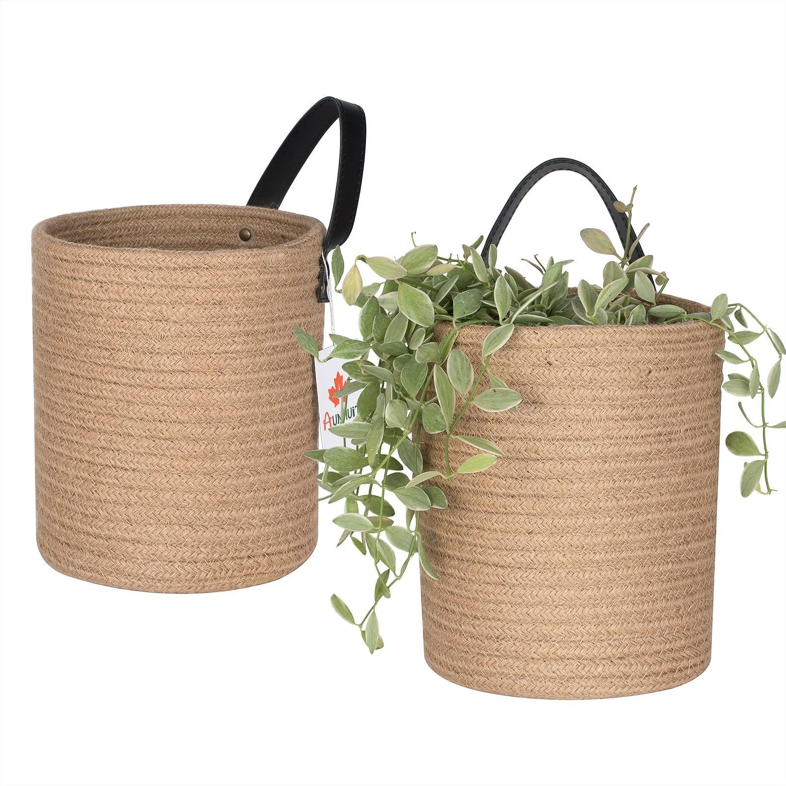 Set of 2 Jute Wall Hanging Storage Small Baskets For Plantation