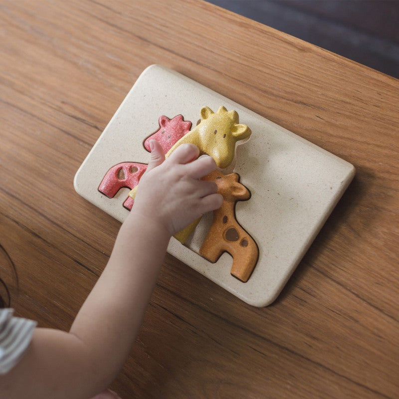 PlanToys Giraffe Puzzle — Wooden Family Puzzle