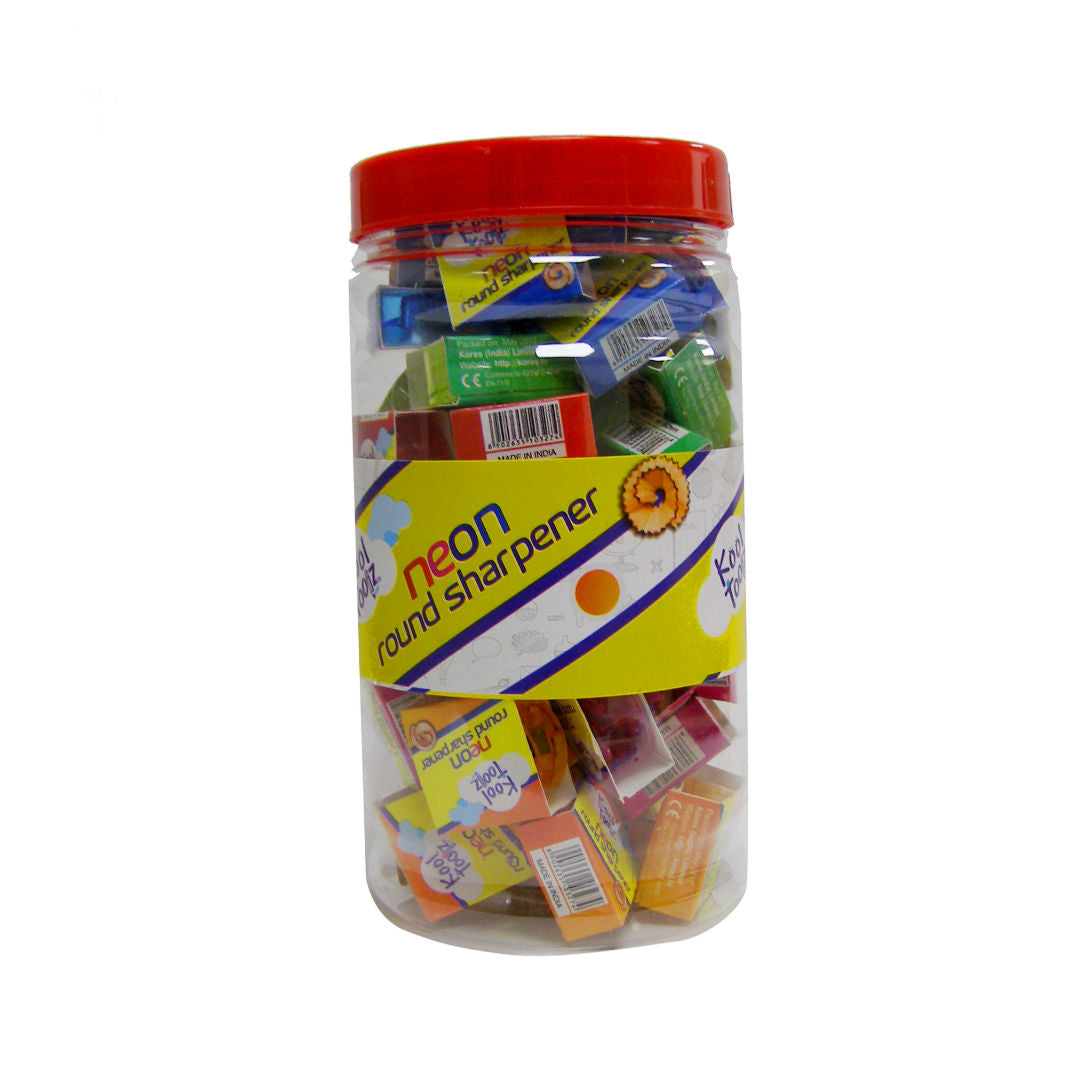 Kooltoolz Neon Plastic Sharpeners Jar, Round