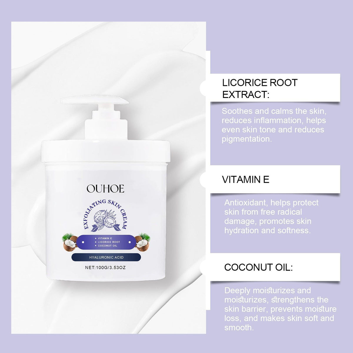 Coconut Body Moisturizer, Hydrating Essence for Smooth, Youthful Skin ,100g