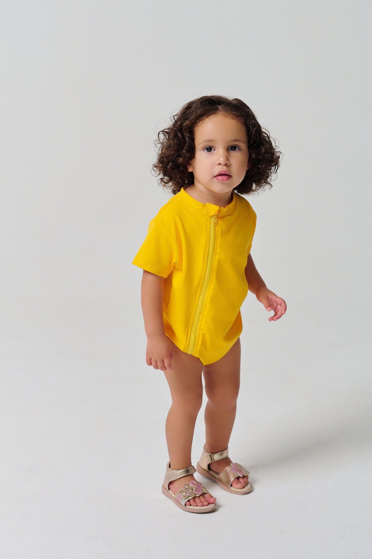 Regular Fit Bodysuit with Bottom - Bright Yellow
