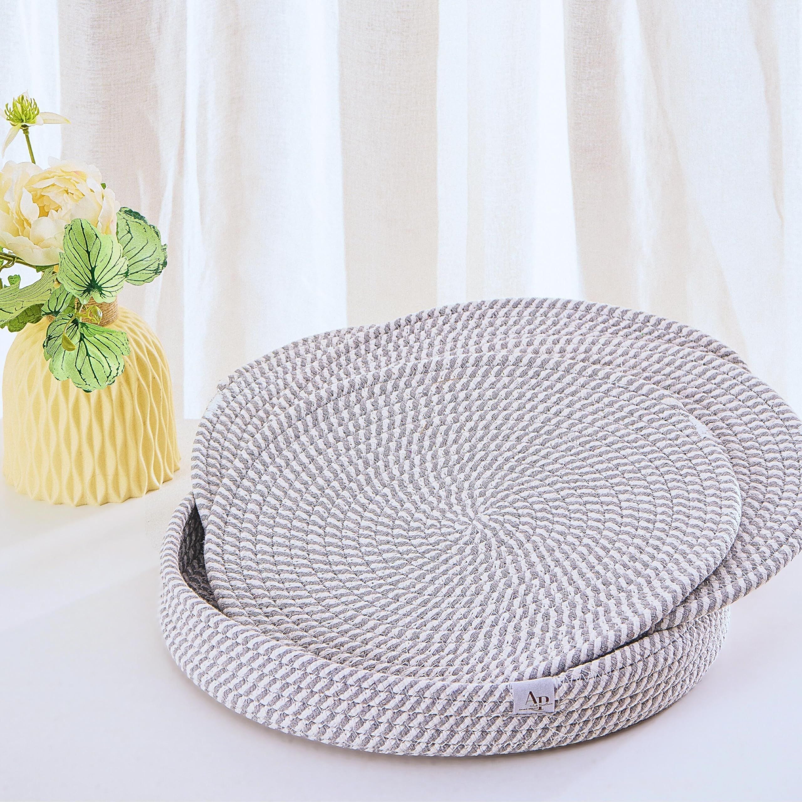 AIESY® Beautiful Woven Cotton Rope Round Placemats Set