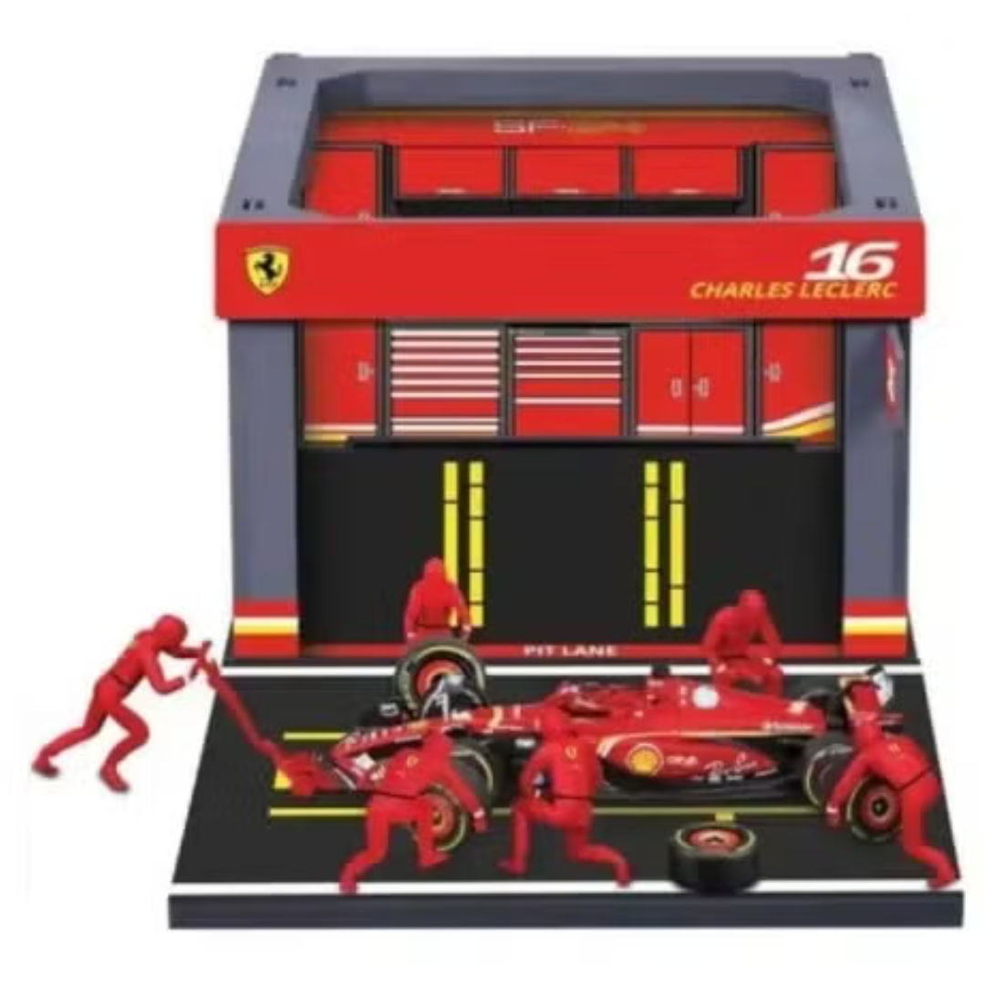 Bburago Formula One, Racing Scuderia Ferrari SF-24, Pit Pass Diorama Playset, 1:43
