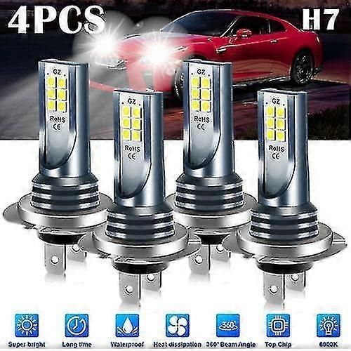 4x H7 Led Headlight Bulb Kit High Low Beam 220w 60000lm Super Bright 6000k White zxin