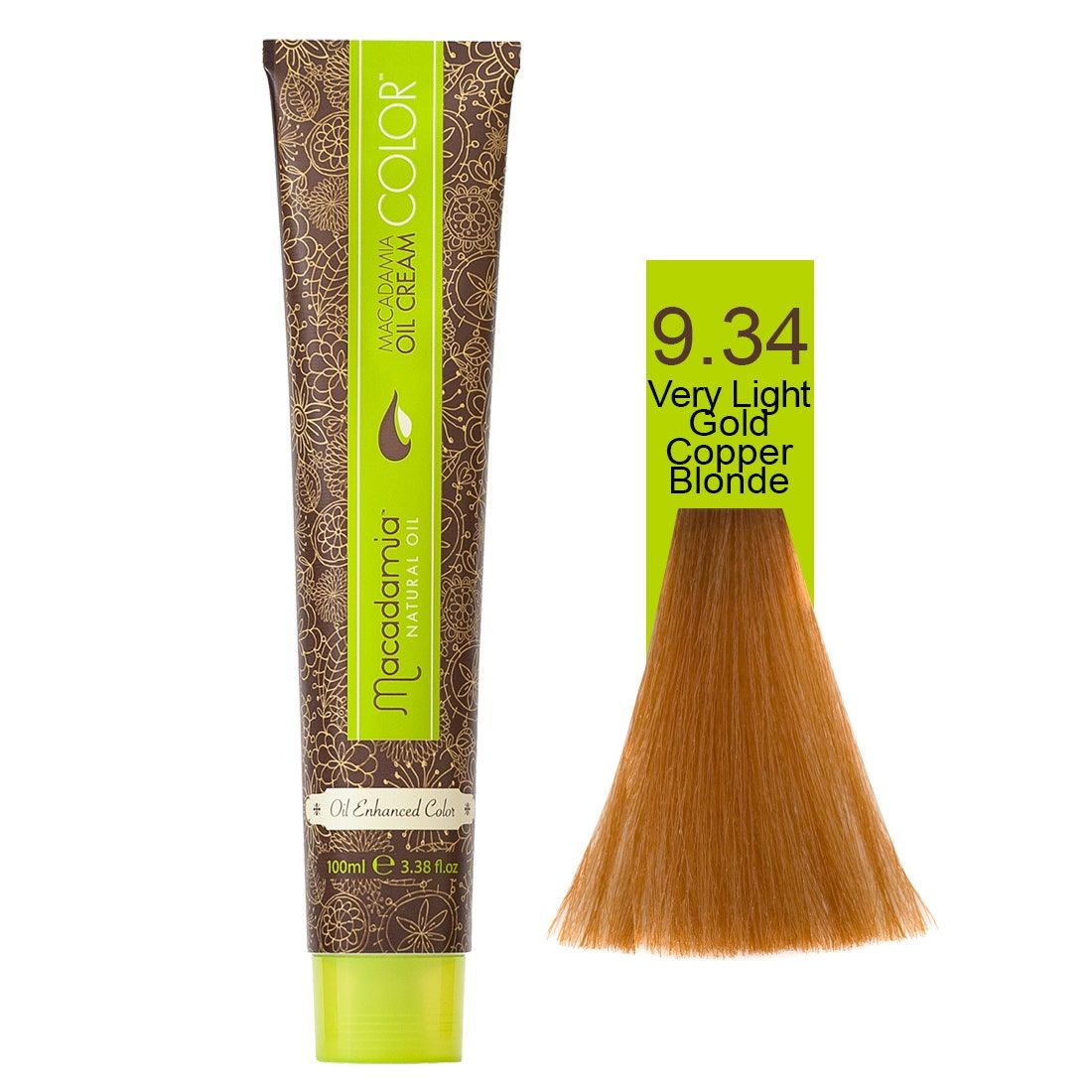 Macadamia Natural Oil Cream Hair Color, 100ml, 9.34 Very Light Gold Copper Blonde