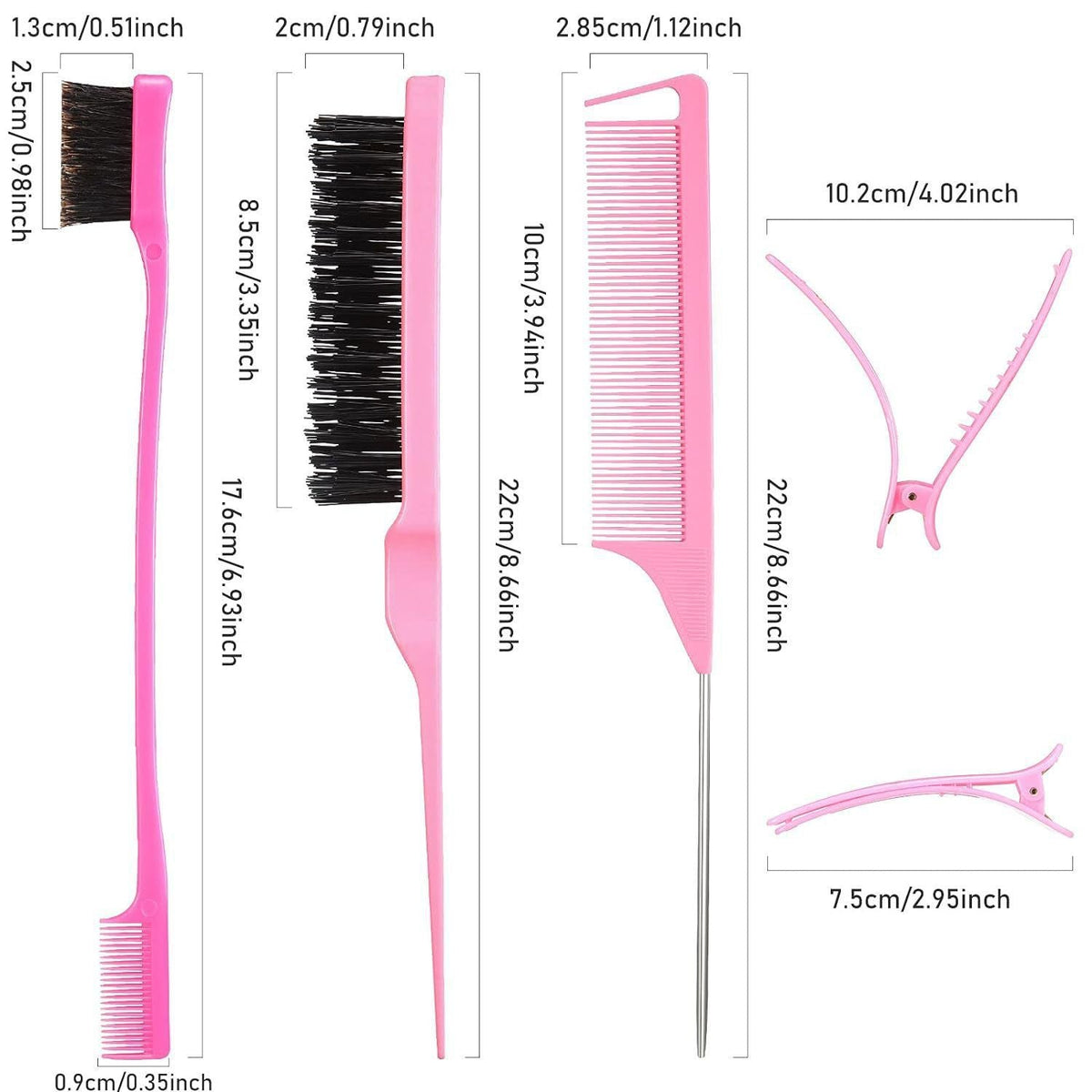 12Pcs Pink Hair Styling Comb & Sectioning Clips Kit