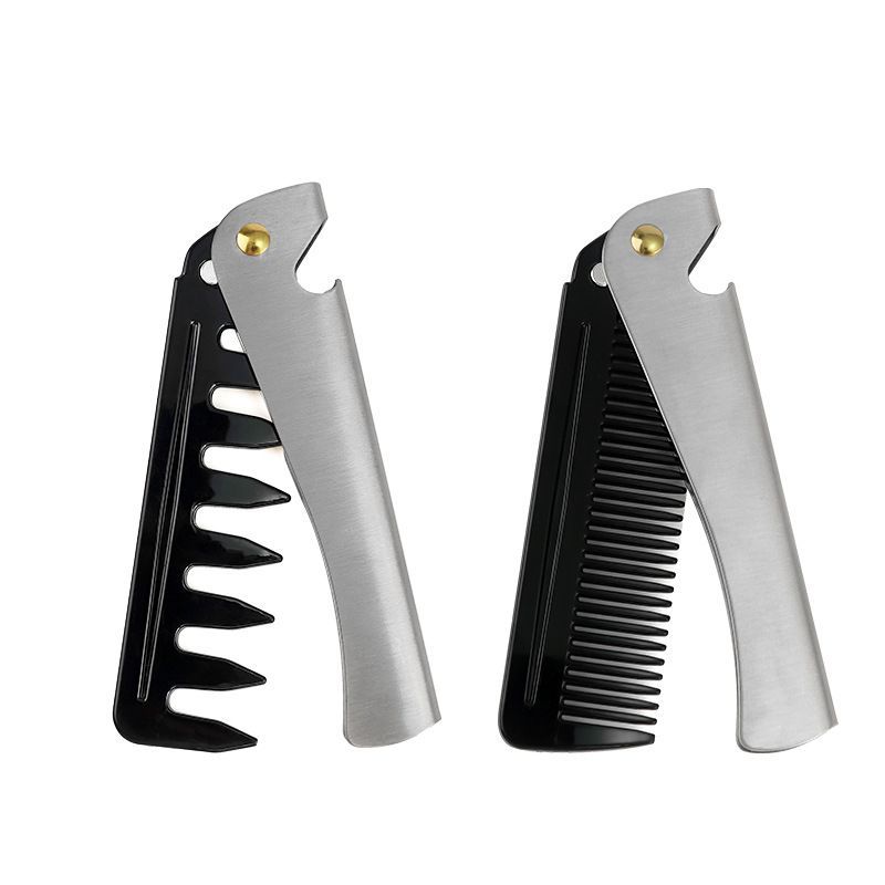 2Pcs Folding Stainless Steel Wide Tooth Hair Comb Set
