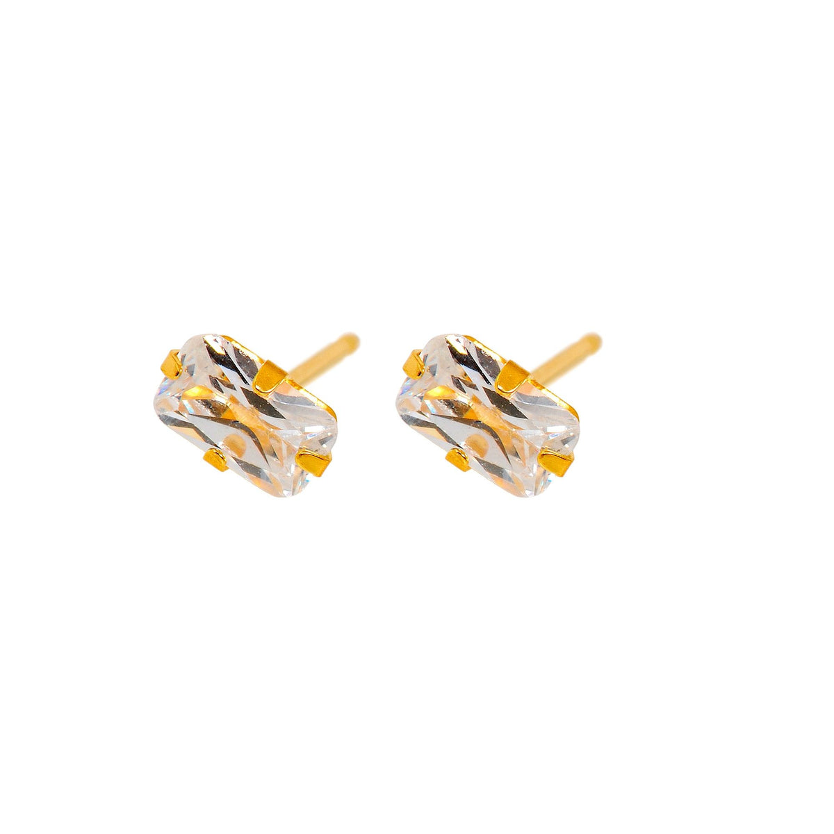 Caflon Fashion Sense Gold Plated Cubic Zirconia Emerald Earring, 5x3mm