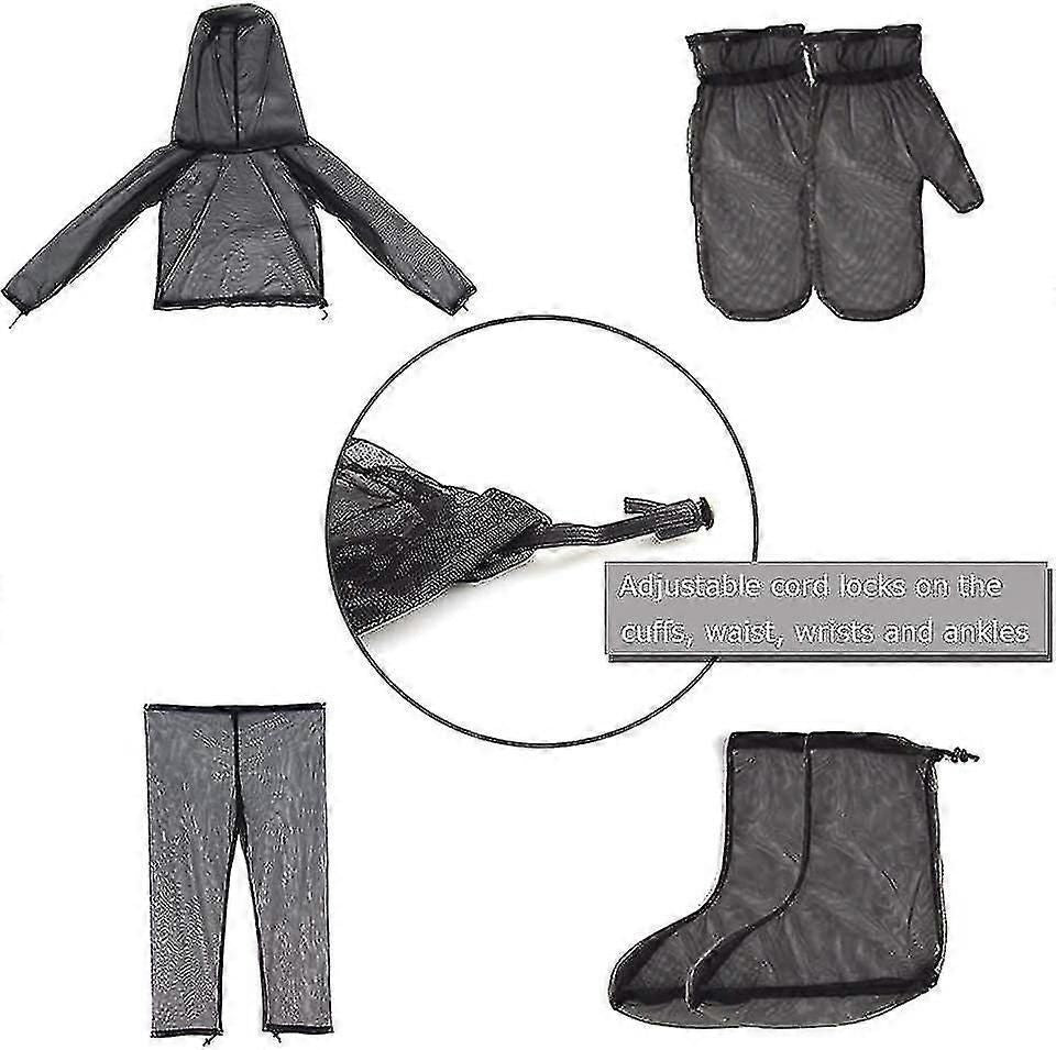4 Pieces Mosquito Suit, Light-weight Bug Repellent Jacket Hood Pants Net Clothing Set For Men Women,outdoor Protection From Insects,flies,gnats, I zxin