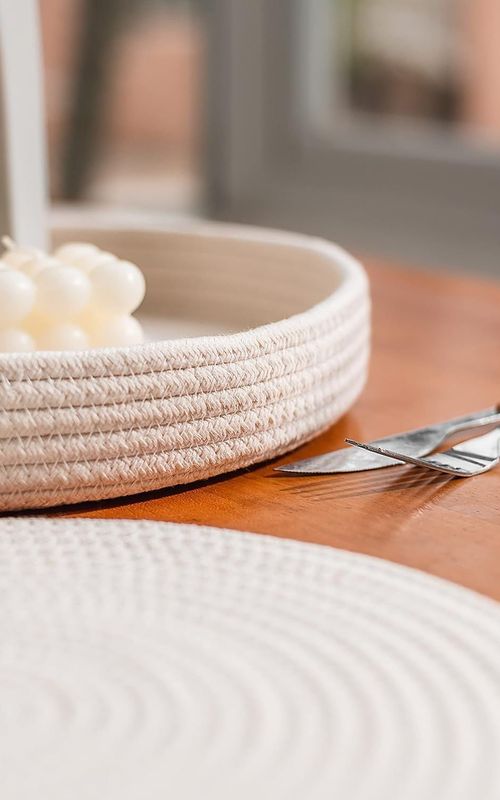 AIESY® Beautiful Round Woven Cotton Rope Placemats Set