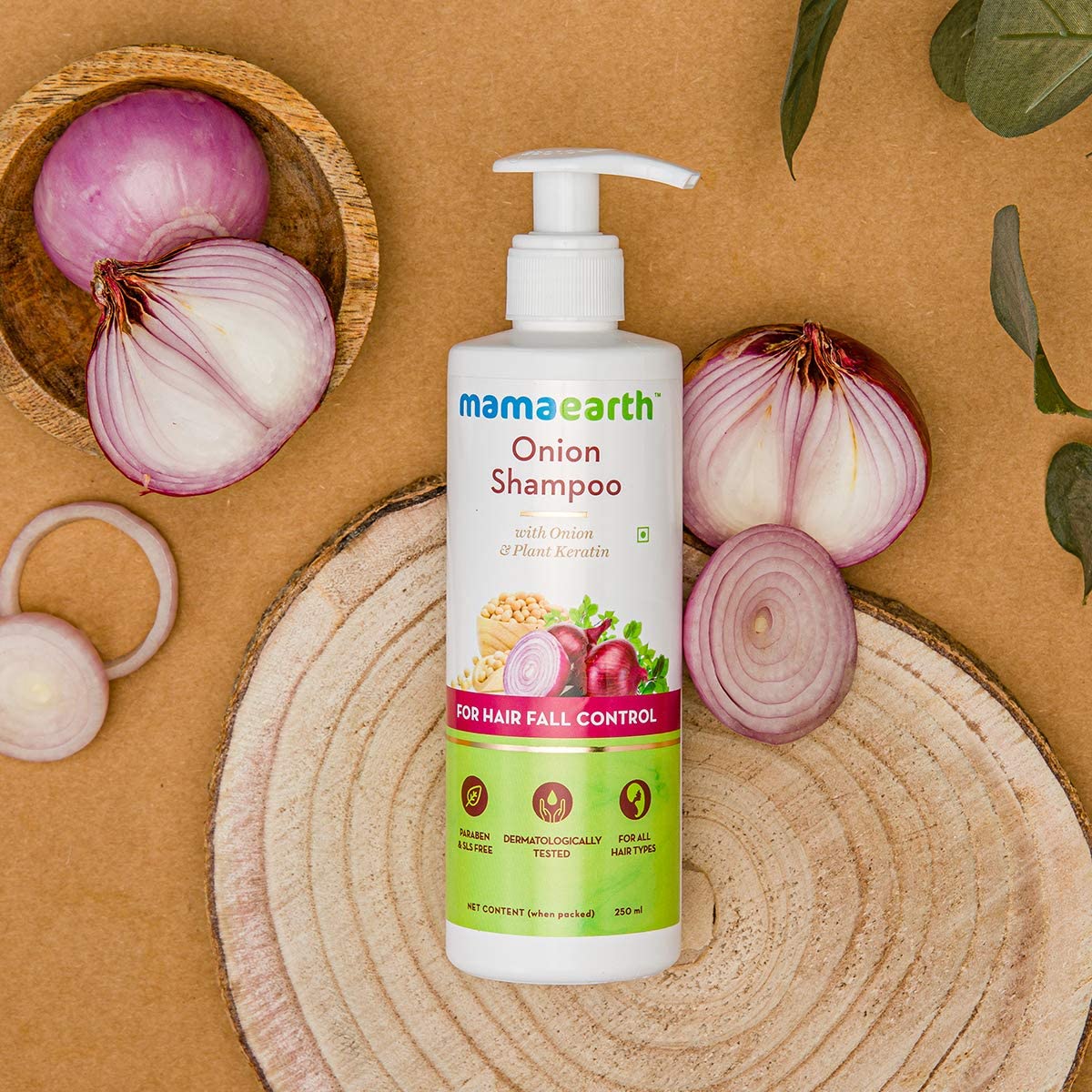 Mamaearth Onion Shampoo for Hair Growth and Hair Fall Control 250 ml