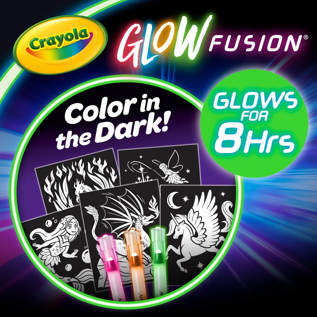 Crayola GLOW FUSION, Mythical Creatures Marker Coloring Set