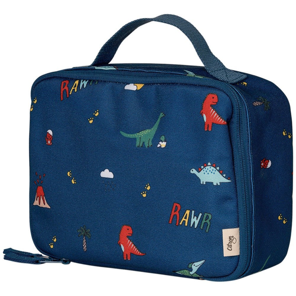 Citron Insulated Square Lunch Bag - Blue Dino