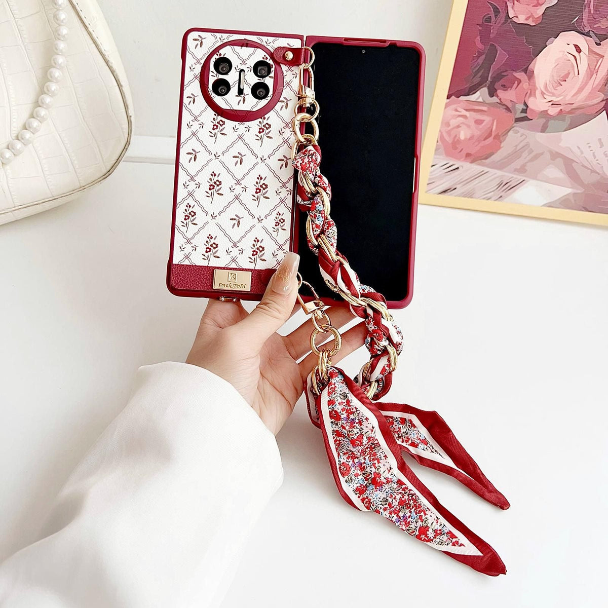 Luck Flower Pattern Strap Case For Huawei Mate X6