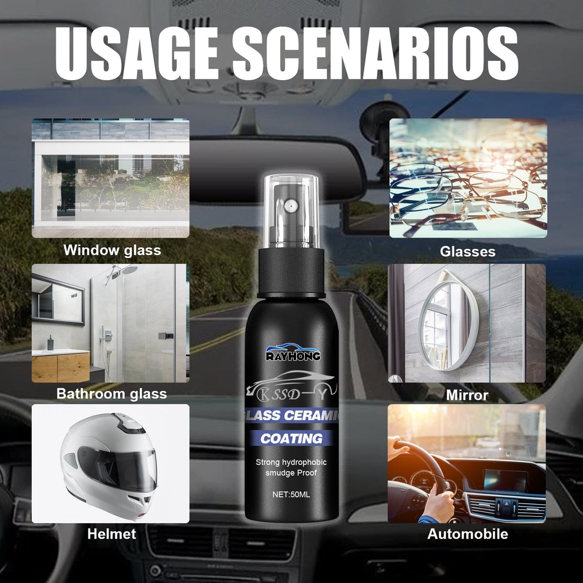 Boost Visibility with Car Windshield Repellent, Water & Fog Resistant, Easy Application ,50ml