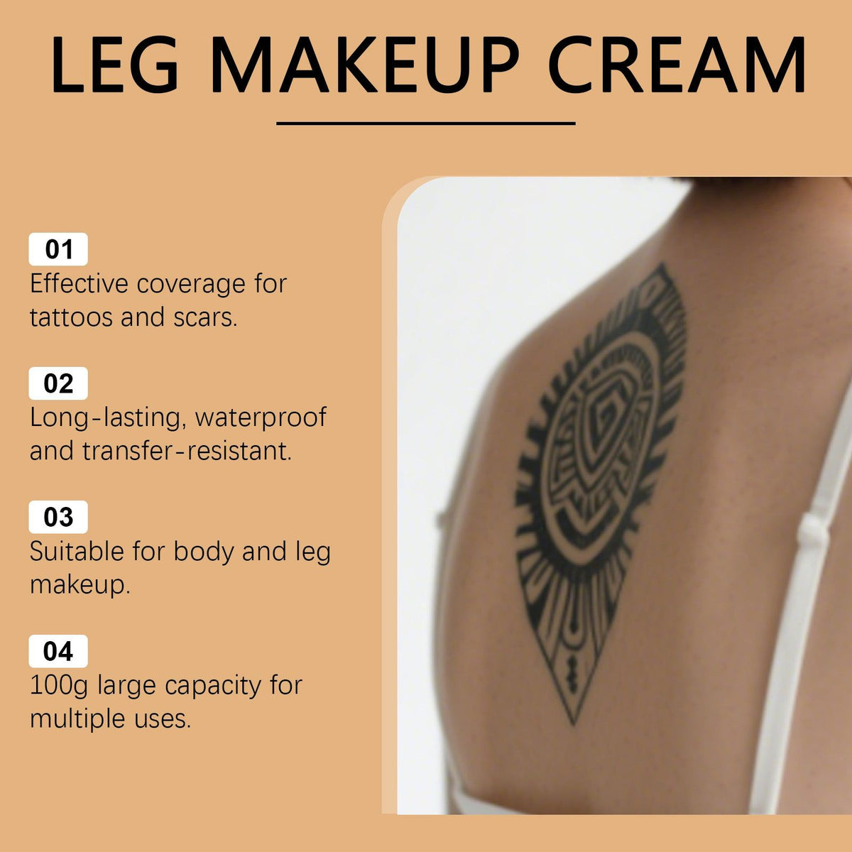Dark Brown Tattoo Concealer, Long-Lasting Body Makeup, Cover Scars and Tattoos ,100g