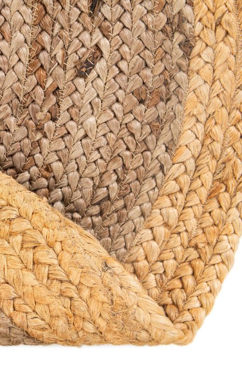 Handmade Round Grey & Natural Jute Rug – Grey Inner with Natural Border | Eco-Friendly Area Rug