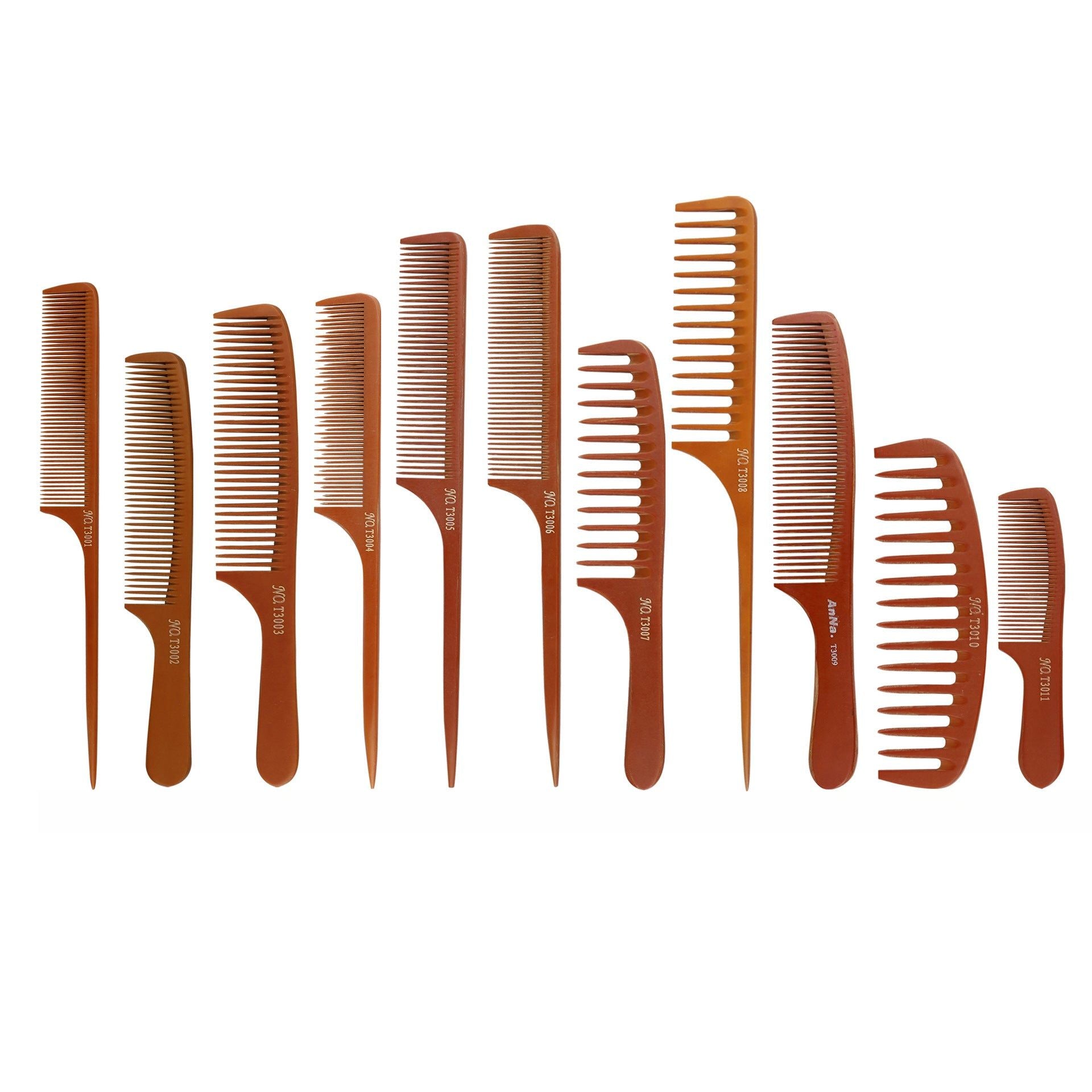11Pcs Bakelite Hair Comb Set Heat Resistant Anti-Static