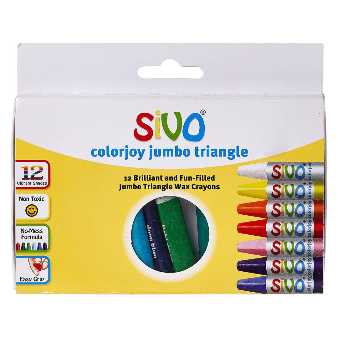Sivo Colorjoy Jumbo Triangle Wax Crayons, 12 pieces