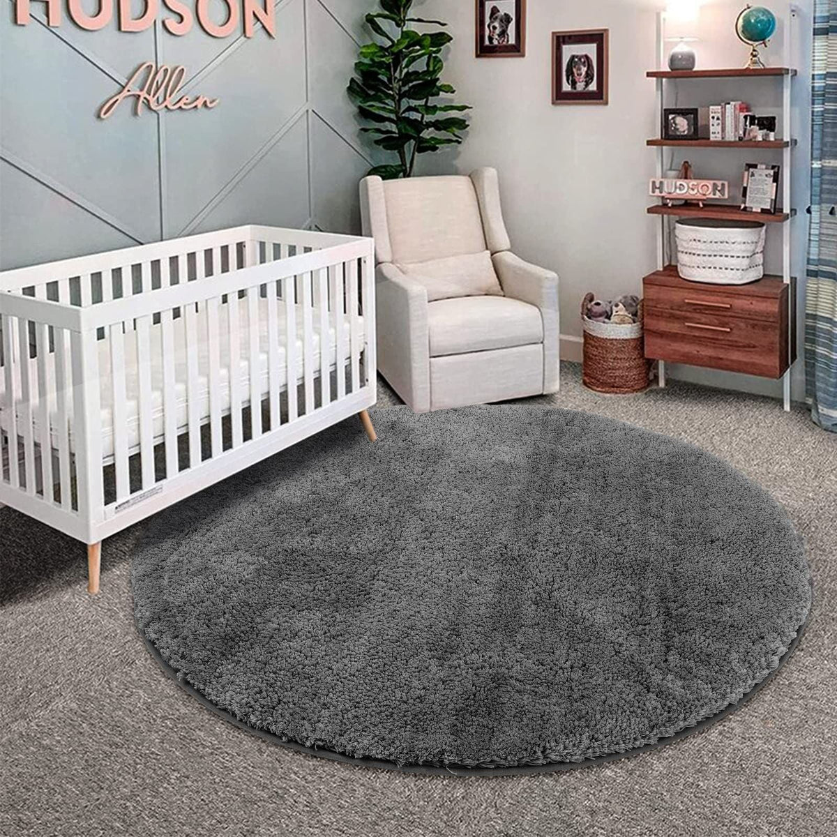 Fluffy Washable Non Slip Seavish Round Shag Rug