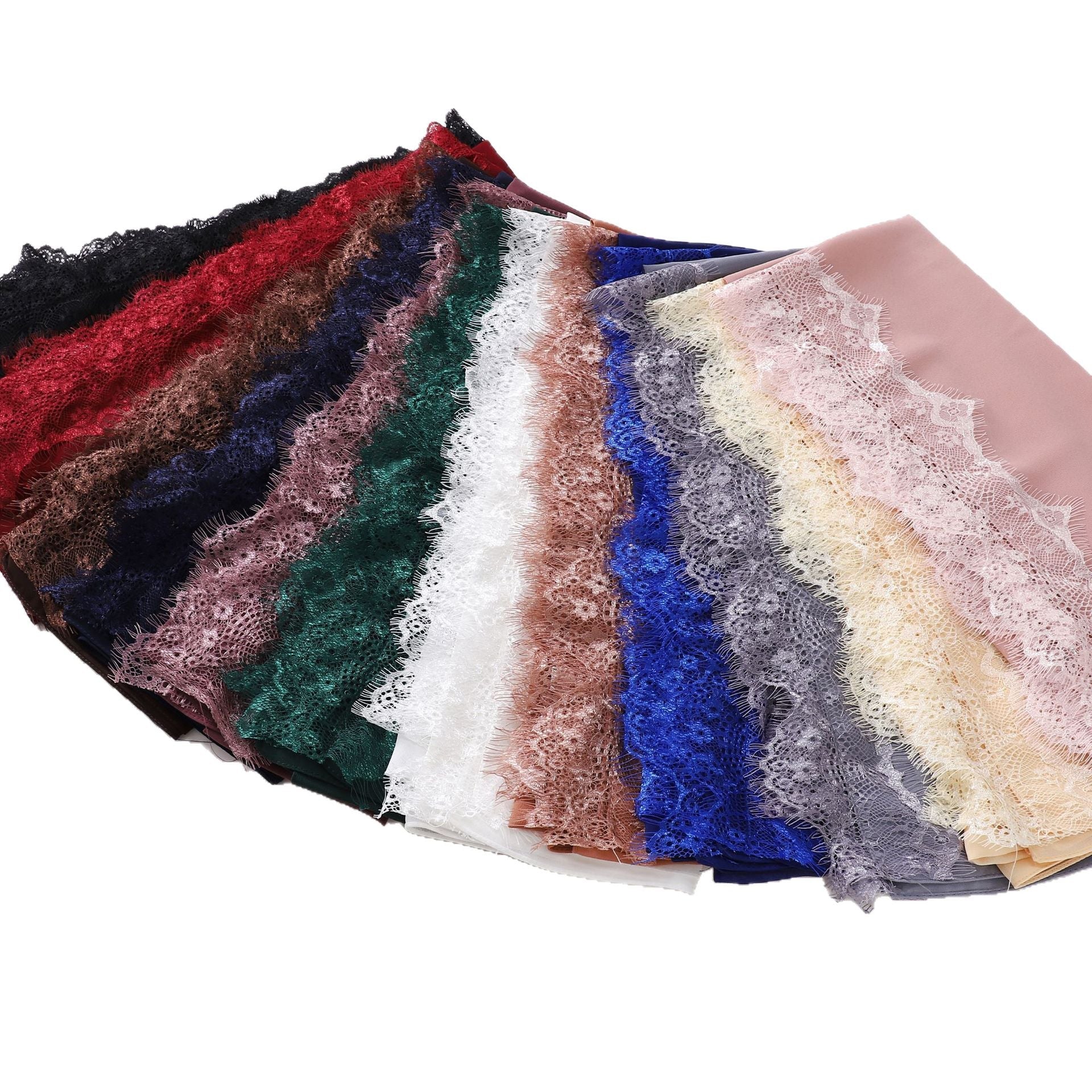 Navy Blue Lace Chiffon Hijab Scarf for Women 175x70cm