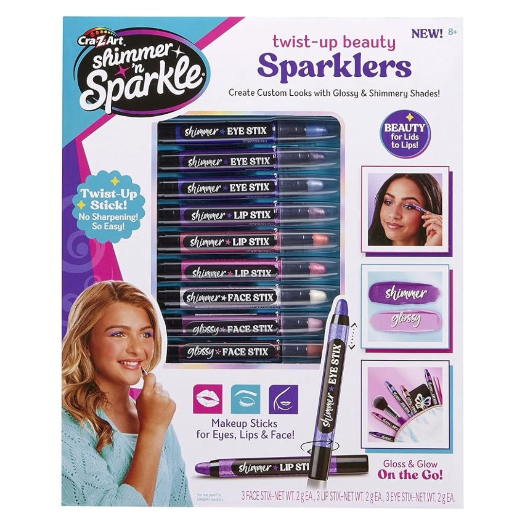 Cra-Z-Art Shimmer ‘n Sparkle Twist Up Beauty Sparklers Set, 13 Pieces, Children Ages 8+