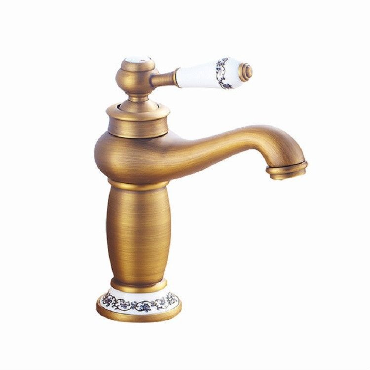 Copper Antique Hot Cold Double Blue White Porcelain Faucet Antique