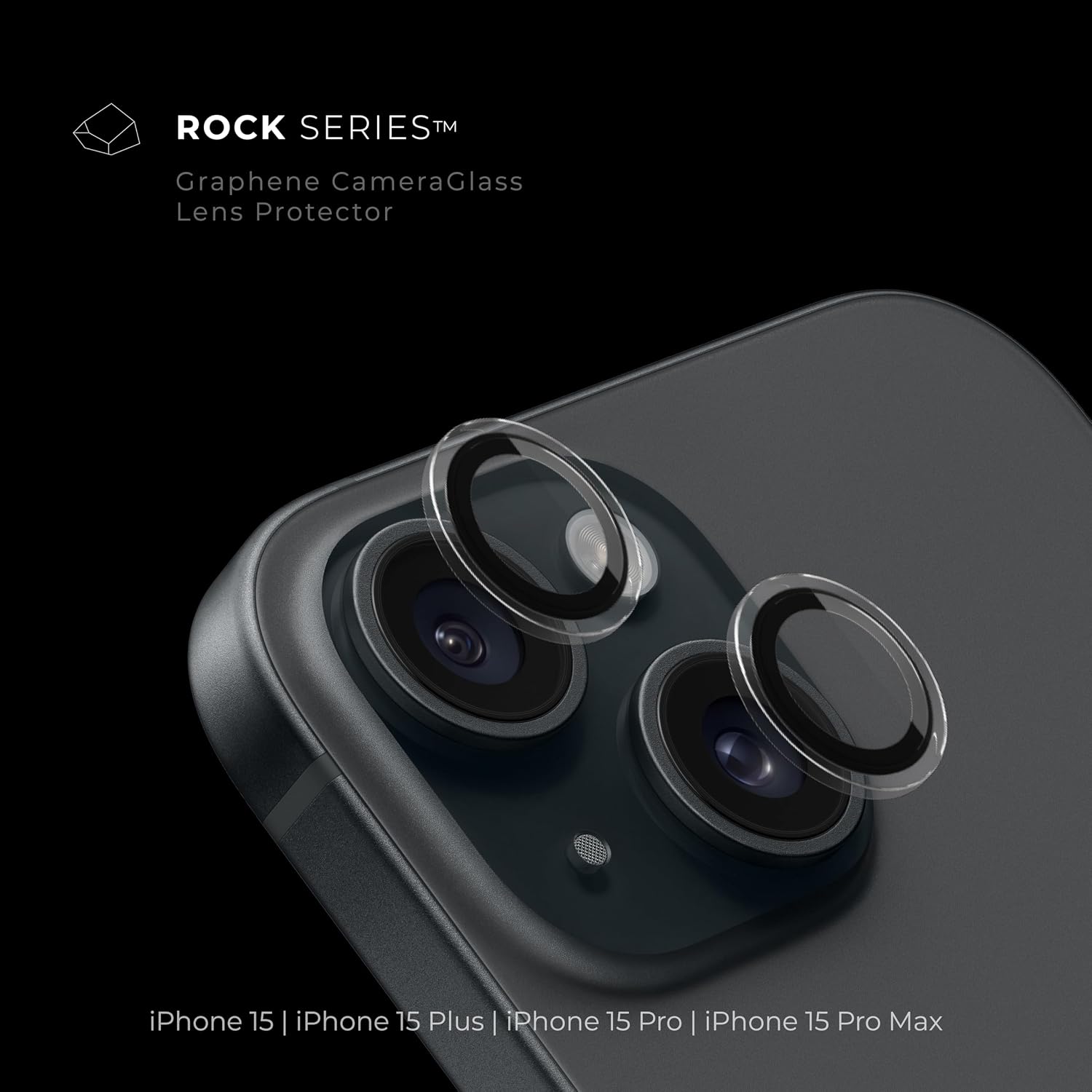 Blupebble Graphene Rock Series Camera Lens Protector for iPhone 15/15 Plus