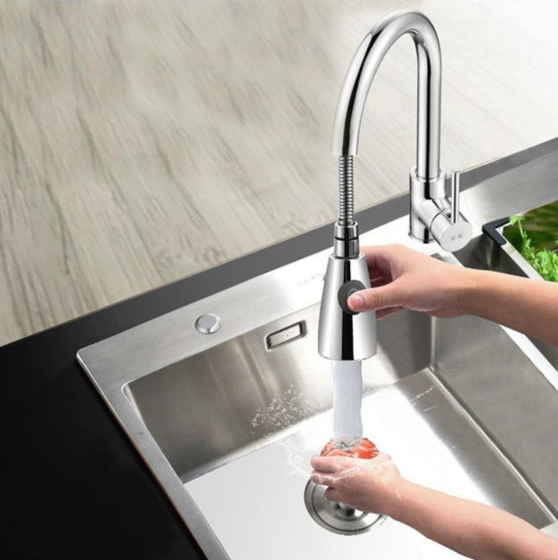Kitchen Pull-out Faucet, Style:Stainless Steel Black Stainless Steel Black
