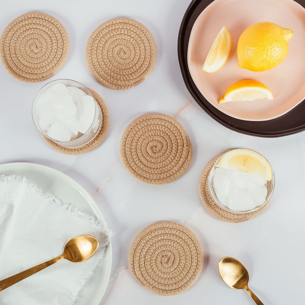 Set of 6 Farmhouse Absorbent Coasters for Coffee Table