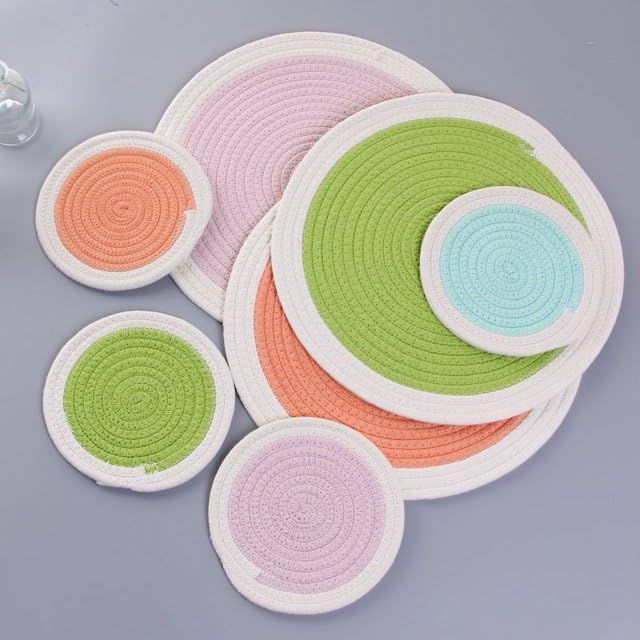 AIESY® 4 pcs Beautiful Cotton Rope Woven Round Placemat